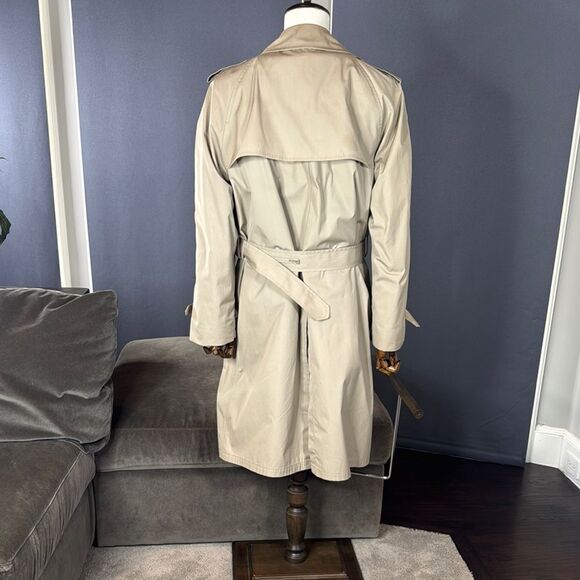 Men’s Vintage London Fog Maincoats Tan Double Breasted Long Trench Coat Size 44R - Picture 5 of 16